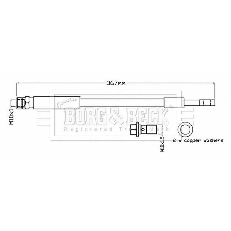 Borg & Beck Brake Hydraulic Hose Line Rear Left BBH8805