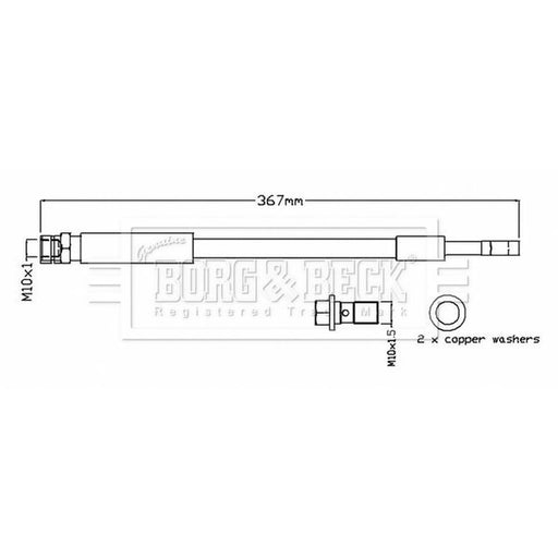 Borg & Beck Brake Hydraulic Hose Line Rear Left BBH8805