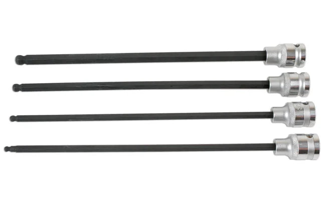 Laser Tools Extra Long Ball End Hex Socket Bit Set 1/2"D 4pc - PL