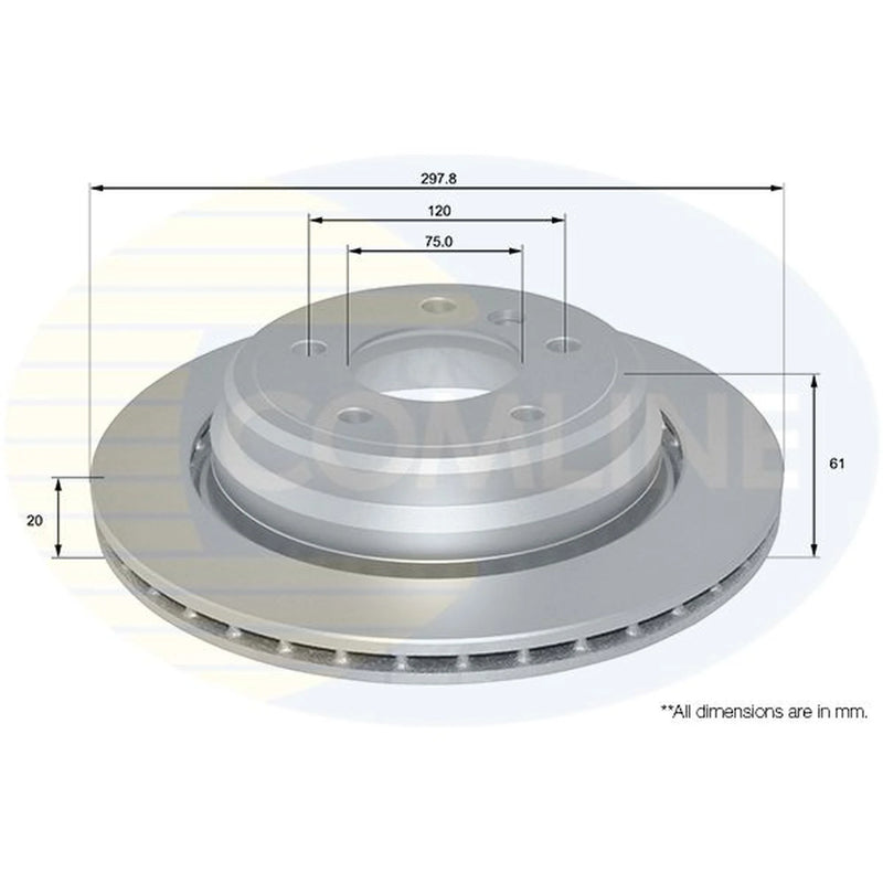 Comline 2 x Internally Vented Rear Brake Discs ADC1733V