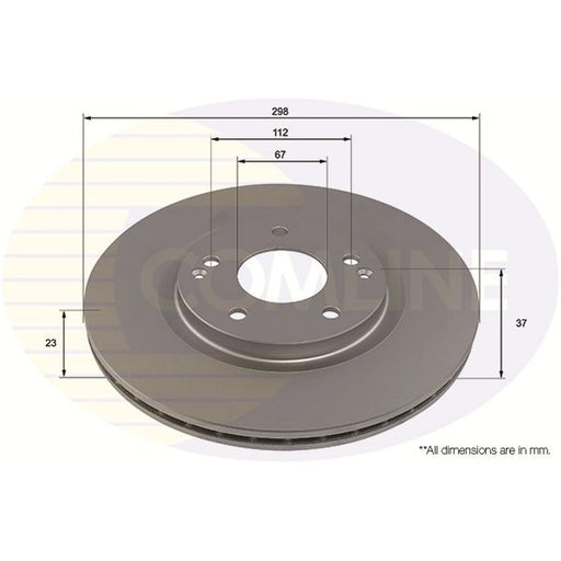 Comline 2 x Internally Vented Front Brake Discs ADC2954V