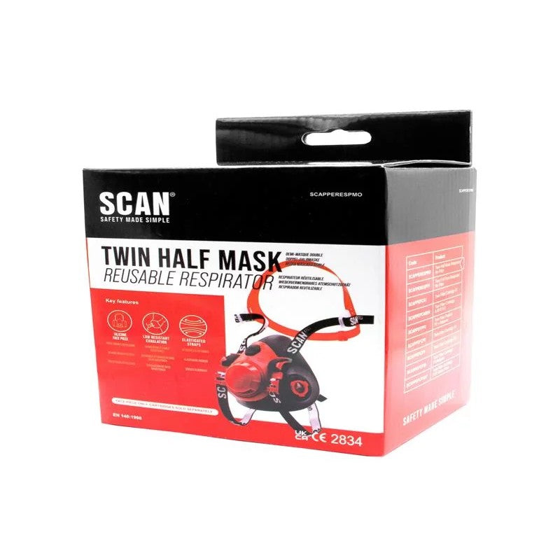 Scan Twin Half Mask Respirator No Filters - SM7501