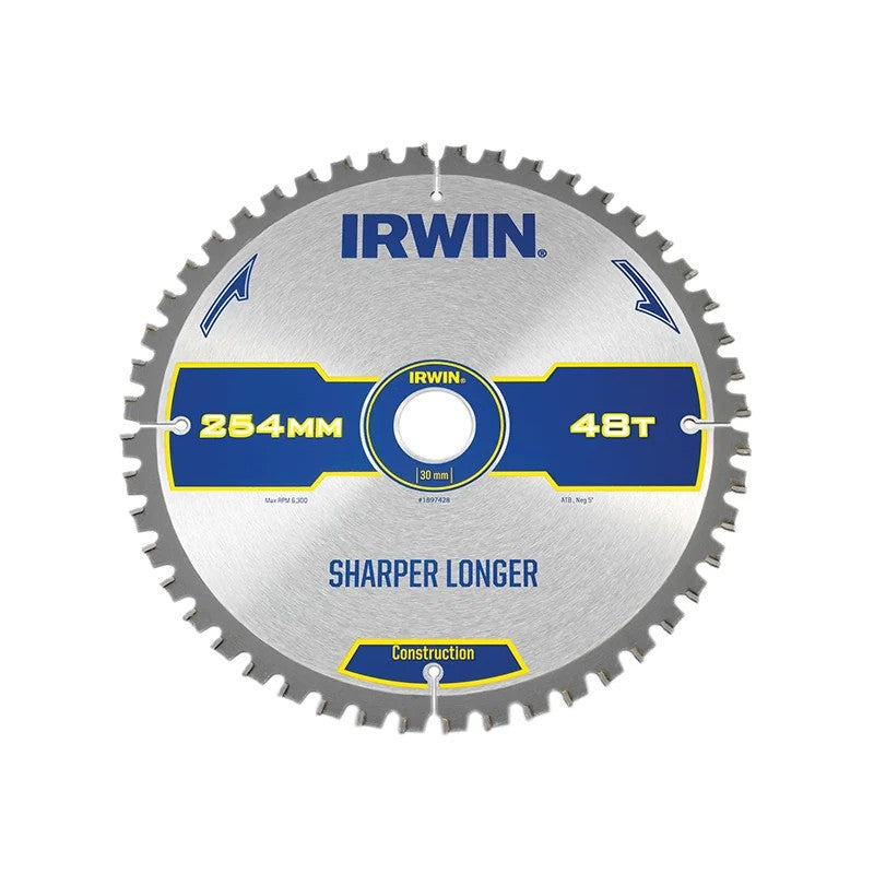 IRWIN® Construction Mitre Circular Saw Blade 254 x 30mm x 48T ATB/Neg - 1897428