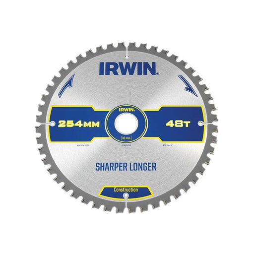 IRWIN® Construction Mitre Circular Saw Blade 254 x 30mm x 48T ATB/Neg - 1897428