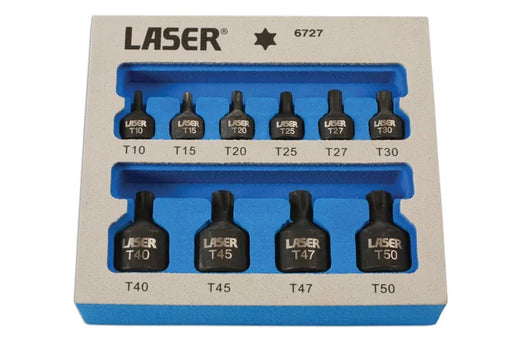 Laser Tools Low Profile Impact Star Socket Bit Set 1/4"D, 3/8"D 10pc - PL