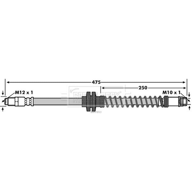 Borg & Beck Brake Hydraulic Hose Line Front Left BBH7853