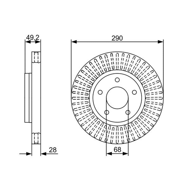 Bosch 2 x Vented Front Brake Discs 0 986 479 V48