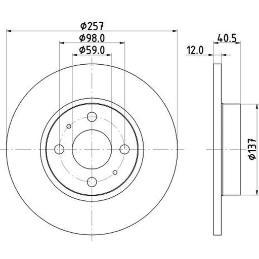 DON 2 x Solid Front Brake Discs PCD14462