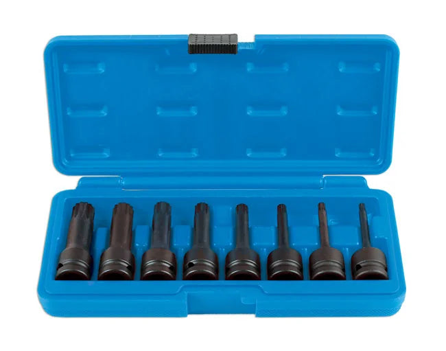 Laser Tools Long Impact Tamperproof Spline Socket Bit Set 1/2"D 8pc - PL