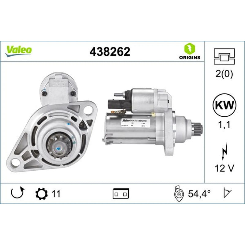 Valeo Starter Motor 12V 1.1kW 11 Teeth 438262