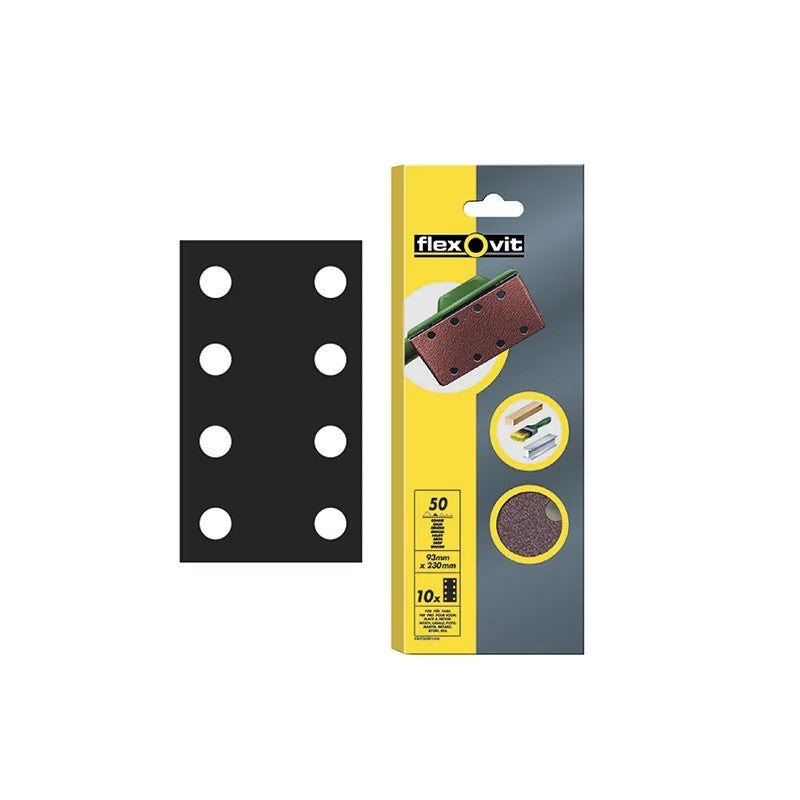 Flexovit 1/3 Sanding Sheets Perforated Medium 80 Grit (Pack 10) - 63642526335