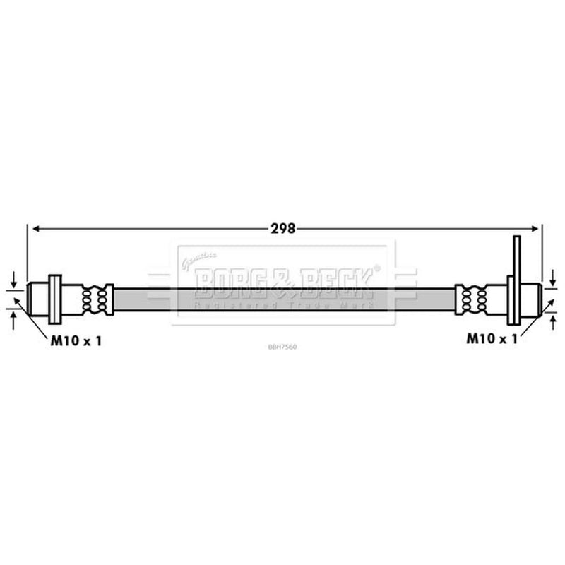 Borg & Beck Brake Hydraulic Hose Line Rear BBH7560