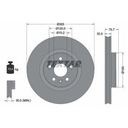 Textar 2 x Vented Front Brake Discs 92313905