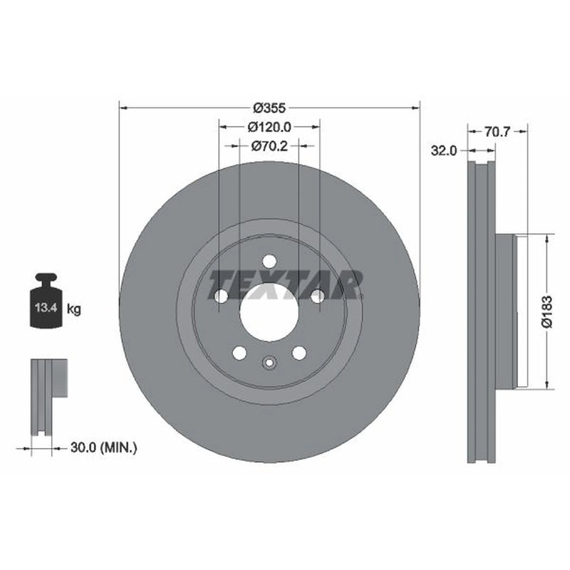 Textar 2 x Vented Front Brake Discs 92313905