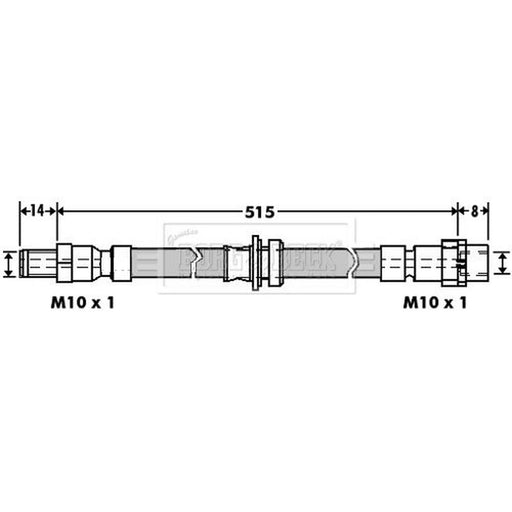 Borg & Beck Brake Hydraulic Hose Line Rear Left BBH7396