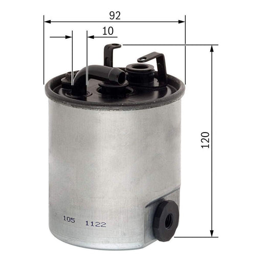 Bosch Car Fuel Filter N2044 Fits Mercedes-Benz Sprinter 411D Cdi - 2.2 - 00-06 F Bosch  - Town Parts