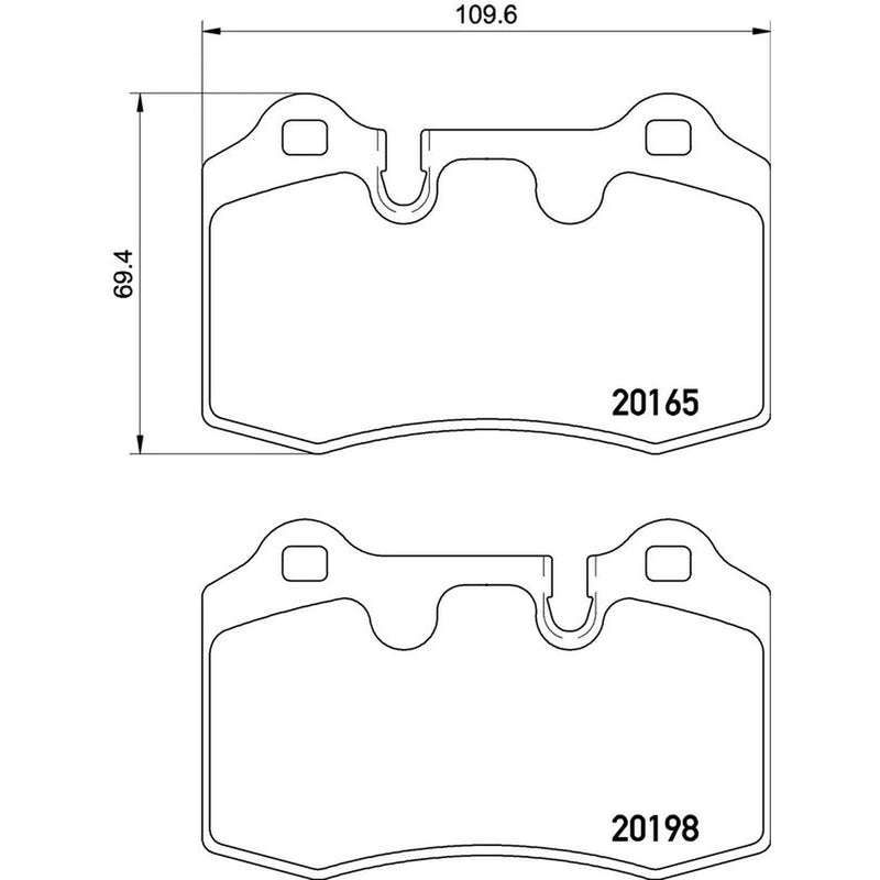 Brembo 4 x Rear Brake Pad Set P02003