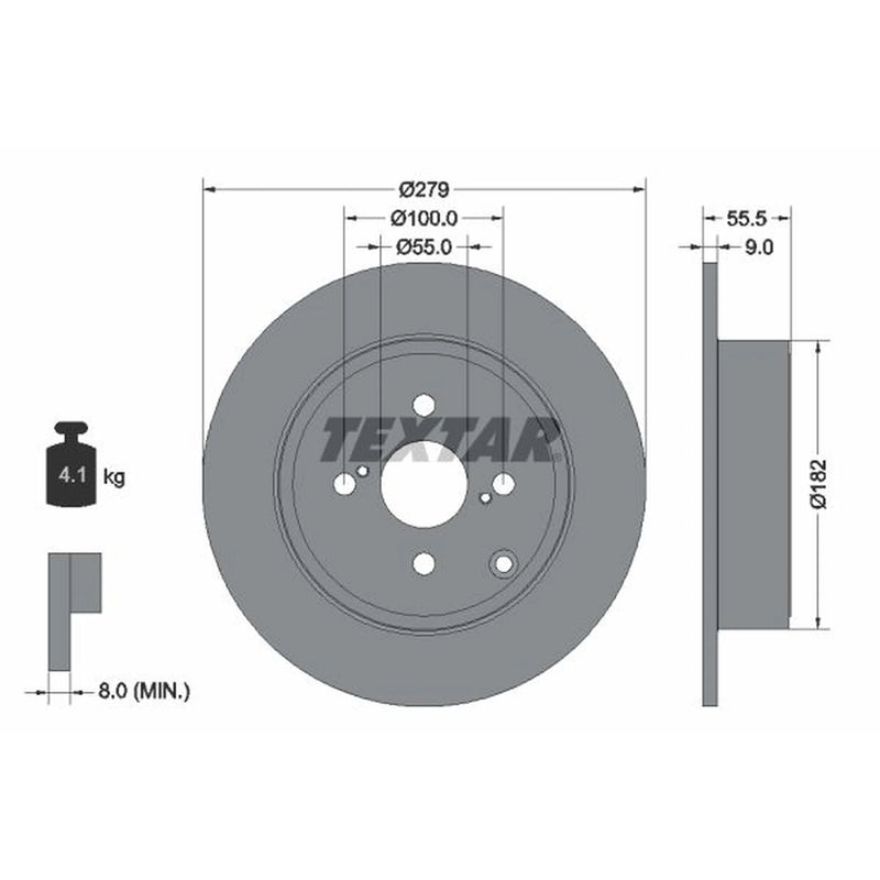 Textar 2 x Solid Rear Brake Discs 92126303
