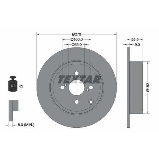 Textar 2 x Solid Rear Brake Discs 92126303