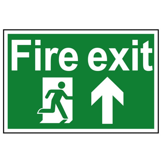 Scan Fire Exit Running Man Arrow Up - PVC Sign 300 x 200mm - 1505