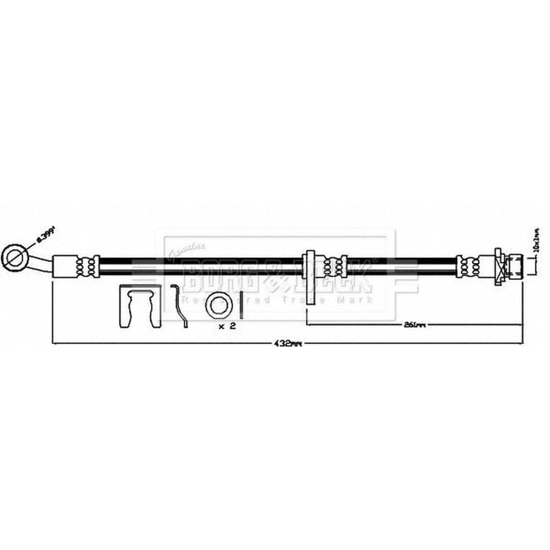Borg & Beck Brake Hydraulic Hose Line Front Right BBH8400