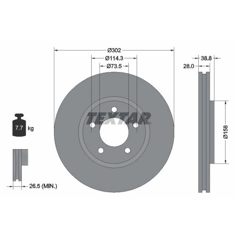 Textar 2 x Front Brake Discs 92108200