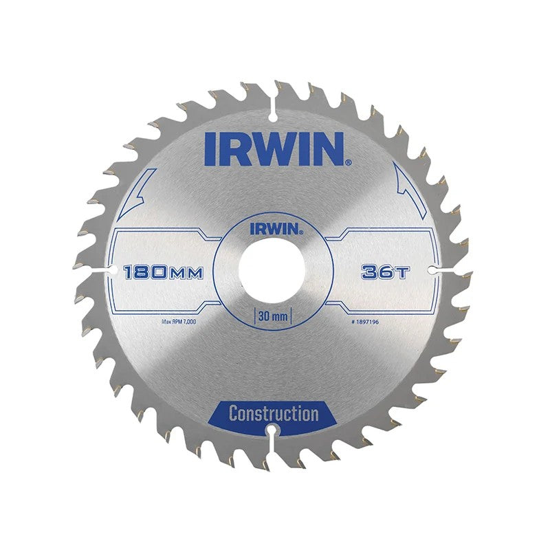 IRWIN® Construction Circular Saw Blade 180 x 30mm x 36T ATB - 1897196
