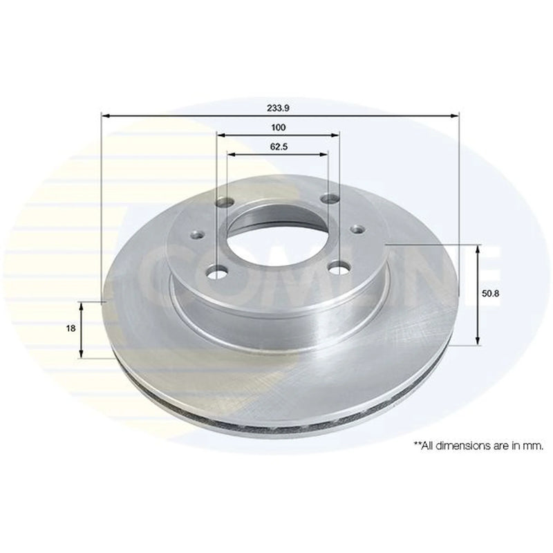 Comline 2 x Internally Vented Front Brake Discs ADC1038V