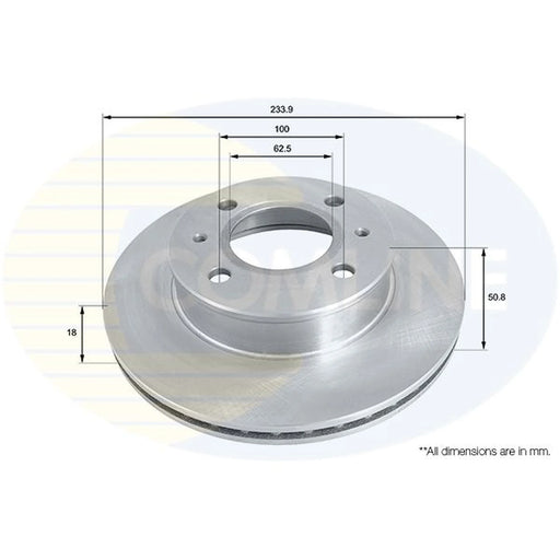Comline 2 x Internally Vented Front Brake Discs ADC1038V