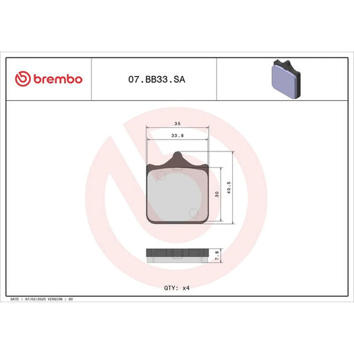 Brembo 4 x Front Brake Pad Set 07BB33SA