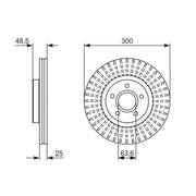 Bosch 2 x Vented Brake Discs 0986479956 OE 1223664 1223666 1253964 1253965 0 986 479 956