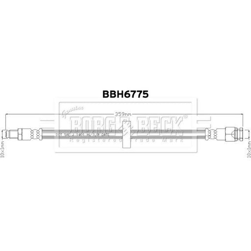 Borg & Beck Brake Hydraulic Hose Line Rear Left BBH6775