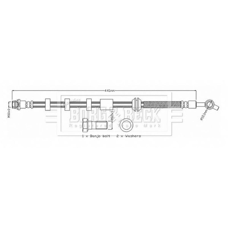 Borg & Beck Brake Hydraulic Hose Line Front Righ BBH8734
