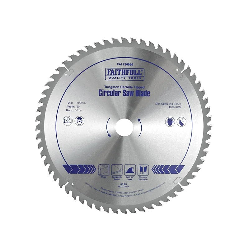 Faithfull TCT Circular Saw Blade 300 x 30mm x 60T POS - FAIZ30060