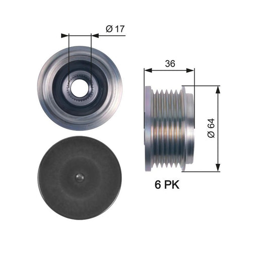Gates Alternator Overrunning Freewheel Clutch OAP7131