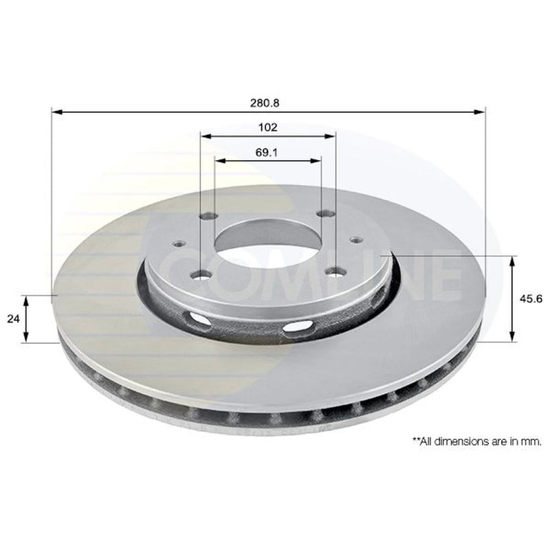 Comline 2 x Front Brake Discs ADC0352V