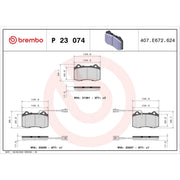 Brembo 4 x Front Brake Pad Set P23074