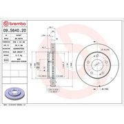 Brembo 2 x Internally Vented Front Brake Discs 09.5640.20