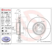 Brembo 2 x Front Brake Discs 09.D980.11