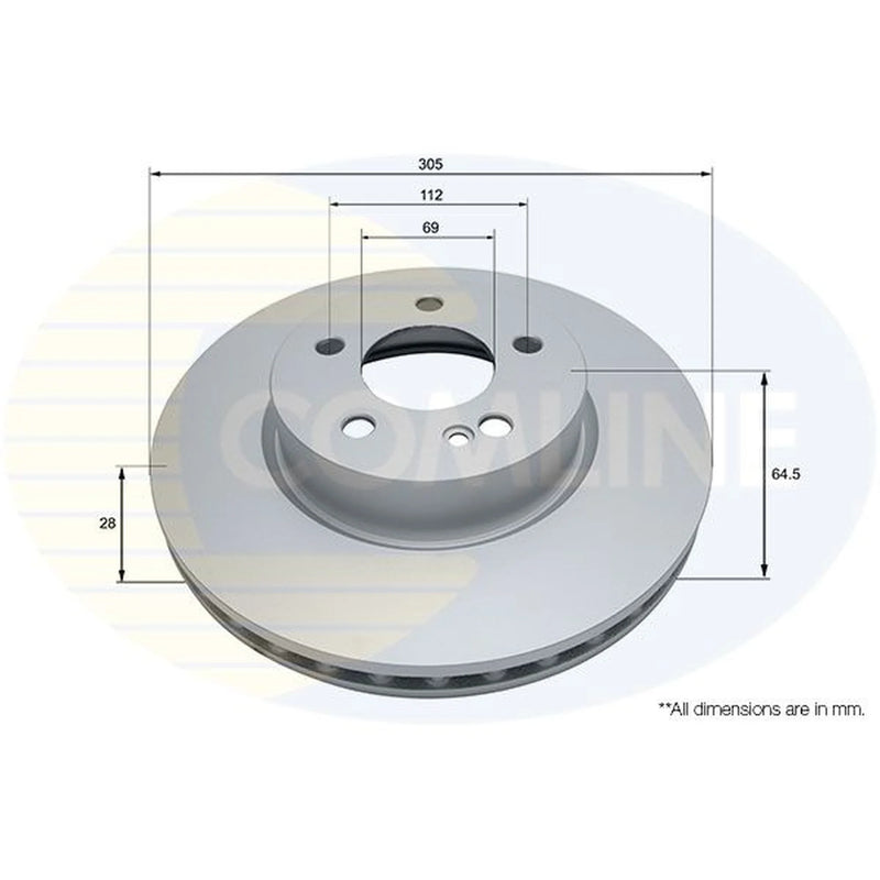 Comline 2 x Internally Vented Front Brake Discs ADC4014V