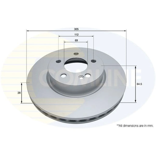 Comline 2 x Internally Vented Front Brake Discs ADC4014V