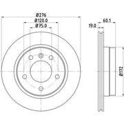 DON 2 x Externally Vented Rear Brake Discs PCD10752