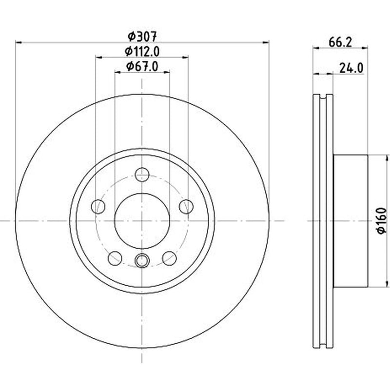 DON 2 x Internally Vented Front Brake Discs PCD22032