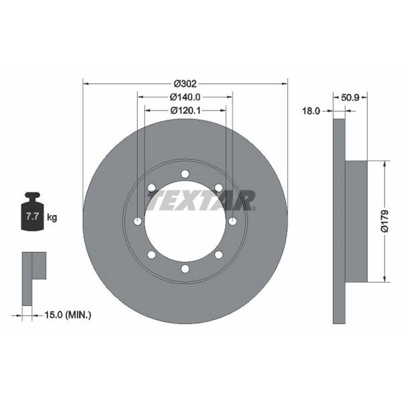 Textar 2 x Solid Brake Discs 92230800