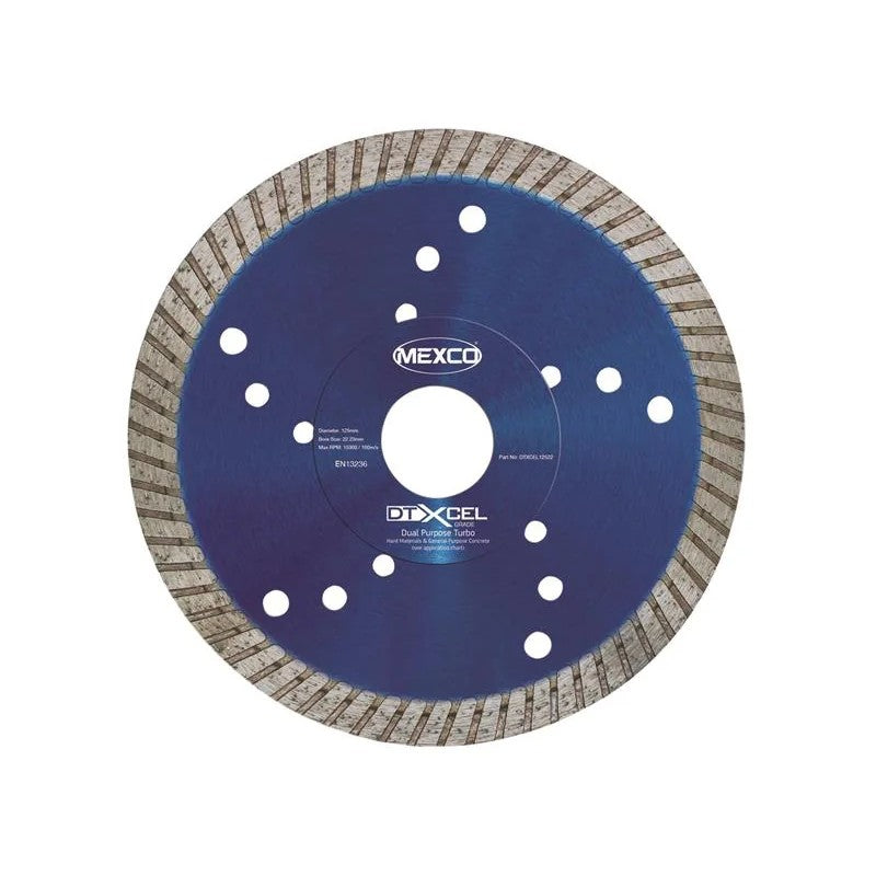 MEXCO XCEL Grade Dual Purpose Turbo Diamond Blade 125 x 22mm - DTXCEL12522