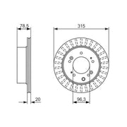 Bosch 2 x Vented Rear Brake Discs 0 986 479 793