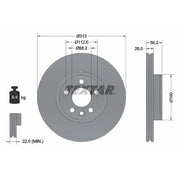 Textar 2 x Vented Front Brake Discs 92109905