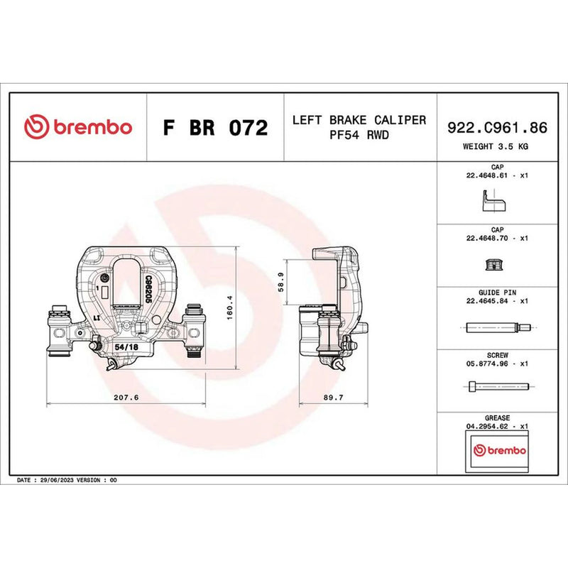 Brembo Brake Caliper Assembly Left FBR072