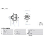 Bosch Car Alternator 12V 0 986 086 260