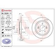 Brembo 2 x Solid Rear Brake Discs 08.D220.11